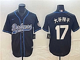 Men's Los Angeles Dodgers #17 Shohei Ohtani Black Cool Base With Patch Stitched Baseball Jersey,baseball caps,new era cap wholesale,wholesale hats